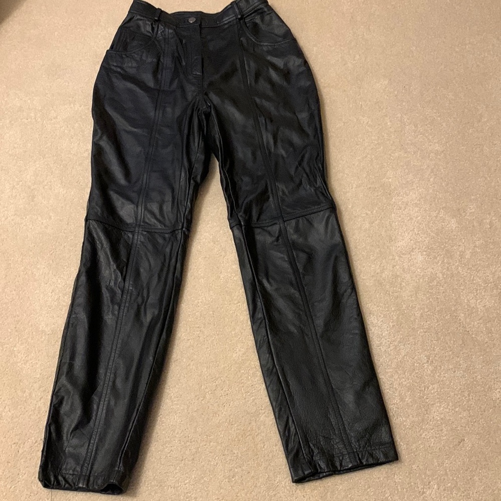 TOGETHER! Vintage heavy leather 5 pocket pants woman’s size 8 T